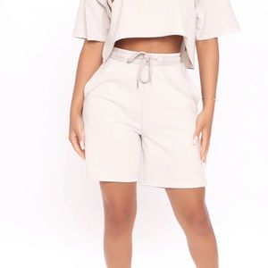 Brand New Vacay Style Sweat Shorts (Off White)